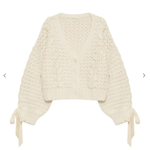For-love-lemons Women's Cream and White Cardigan